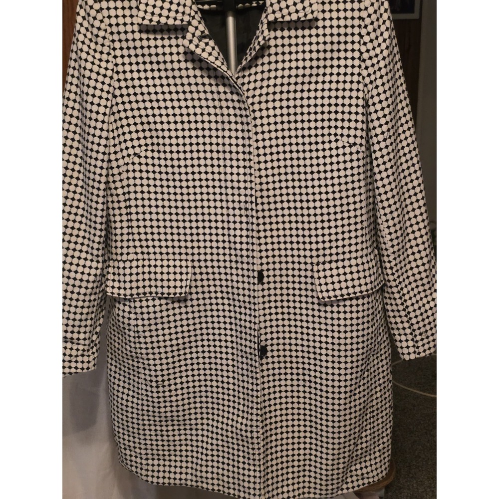 Style & Co. Knee Length Cotton Houndstooth Coat With Hidden Buttons And Shoulder